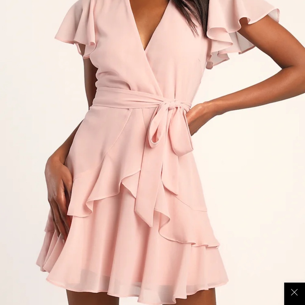 Lulu's Blush Asymmetrical Wrap Dress
